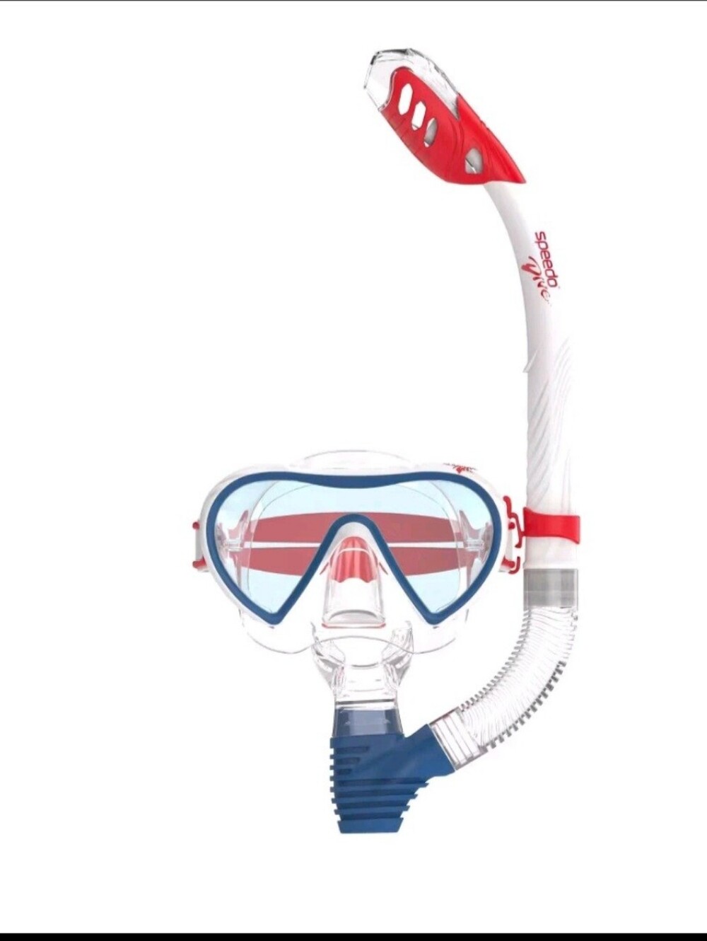 Speedo Adult Mask Snorkel Set - Red/ White/Blue: Polycarbonate, Silicone Rubber